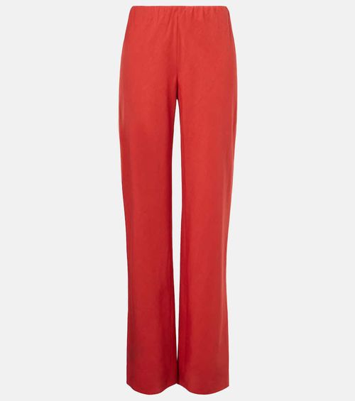 Cotton and linen-blend wide-leg pants
