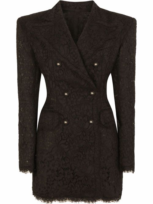Double breasted lace blazer - Black