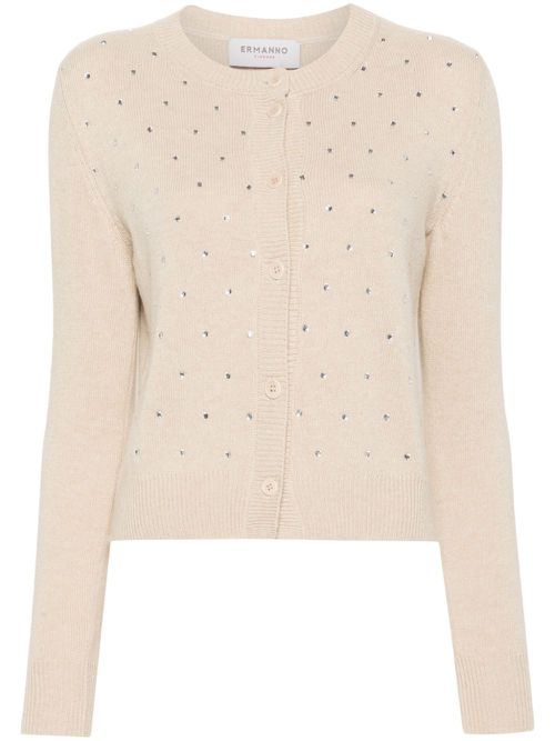 Rhinestone-embellished cardigan - Neutrals