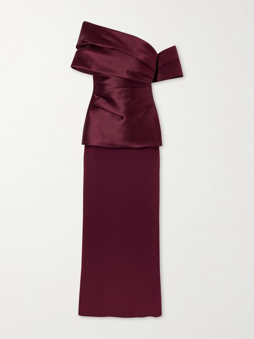 Lucine Off-the-shoulder Satin-twill Gown
