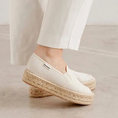 Palma Canvas Espadrille Platform Slip On - Beige | Select : 9. | Color: Beige Tan