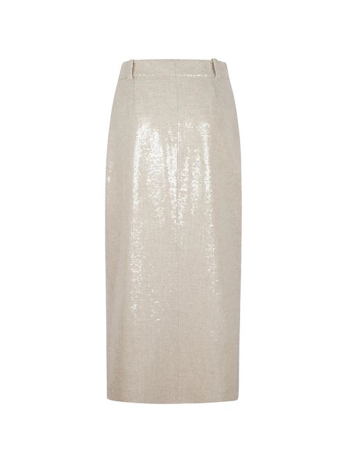 Sequin-Embellished Skirt — Beige