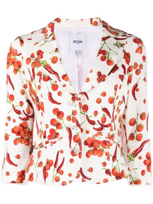 2000s fruit-print single-breasted jacket - White