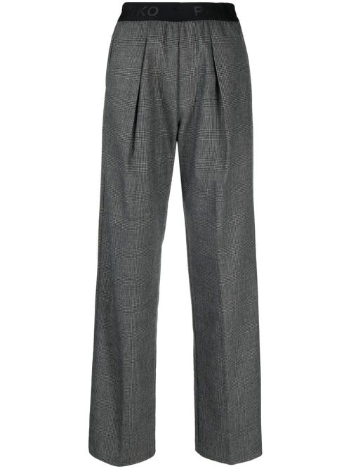 Logo-waistband checked trousers - Black