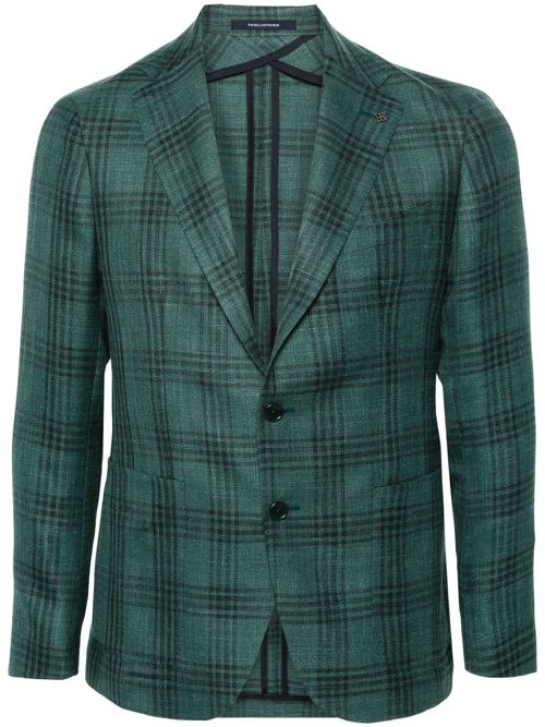 Tartan-check single-breasted blazer - Green