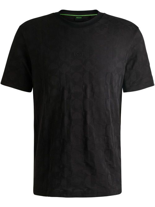 BOSS geometric-jacquard T-shirt - Black