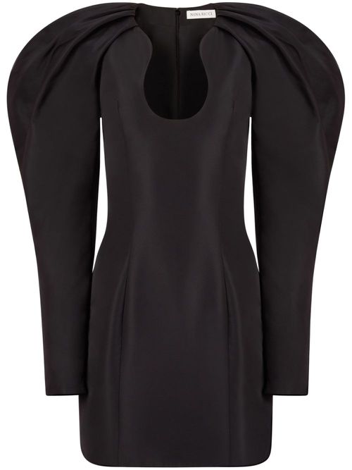 Puff-shoulder mini dress - Black