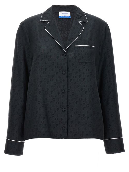 Logo-Jacquard Silk Blouse — Black