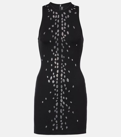 Crystal-embellished jersey minidress