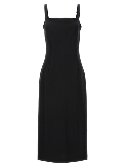 Milano Stitch Viscose Midi Dress — Black