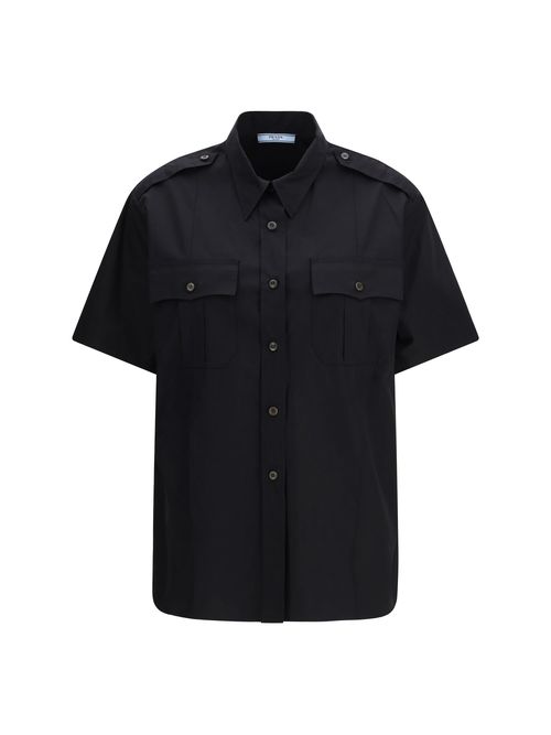 Short-Sleeve Poplin Shirt — Black