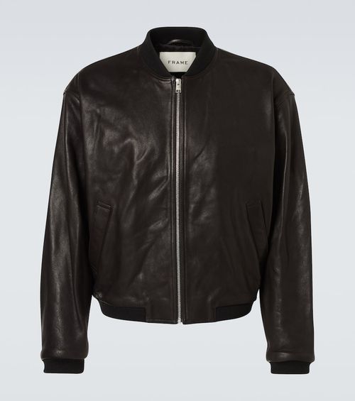 Leather bomber jacket