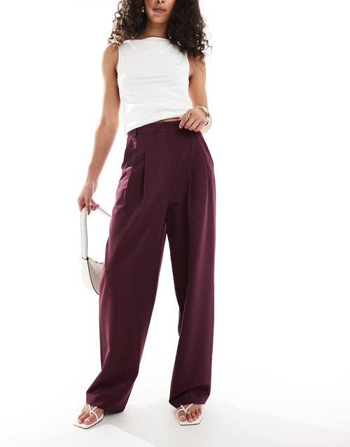 Tailored wide leg trouser in dark plum