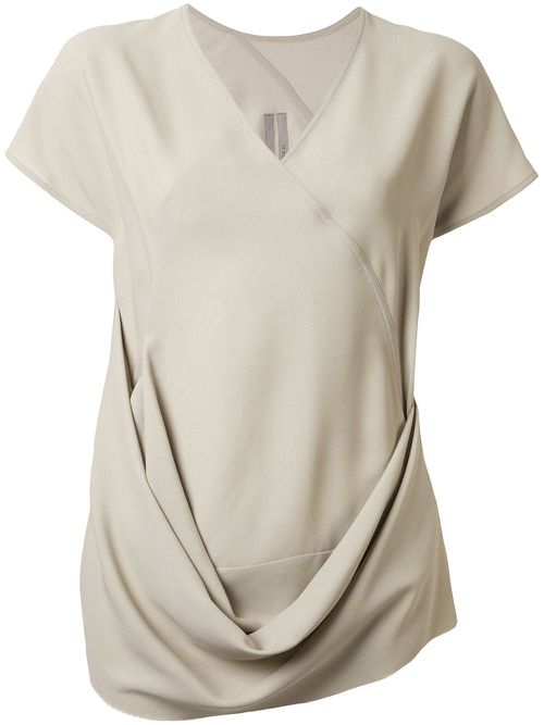 Short sleeve draped blouse - Neutrals