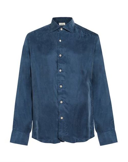 Man Shirt Navy Size 15 ½ Cupro, Viscose