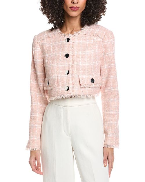 Lainey Crew Neck Cropped Tweed Jacket