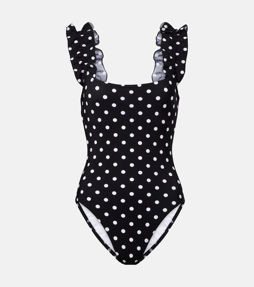 Polka-dot ruffled swimsuit