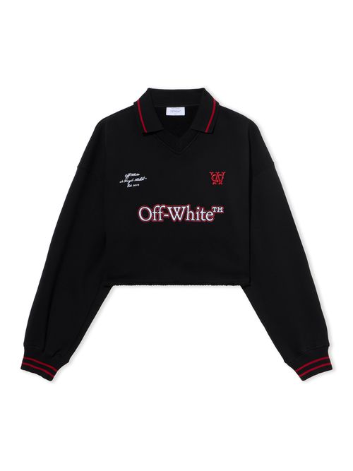 Sporty Crop Polo Logo Sweatshirt - Female Sweatshirts Black
