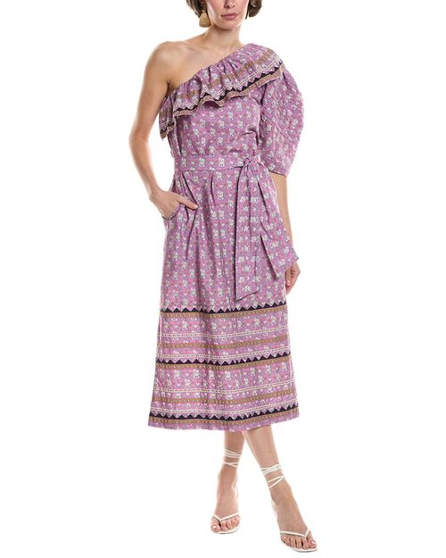 Perry Border One-Shoulder Midi Dress