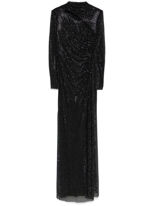 Rhinestone mesh maxi dress - Black