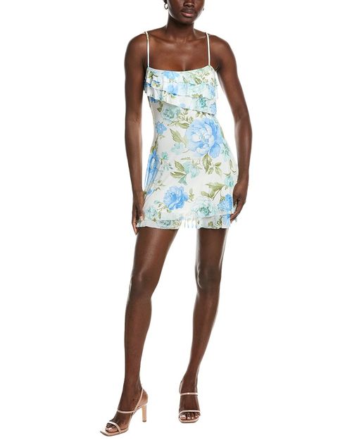Floral Print Mesh Mini Dress