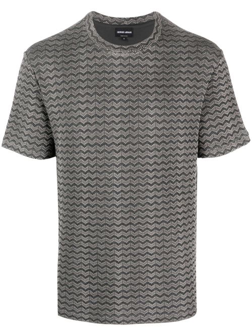 Chevron-print crew-neck T-shirt - Black