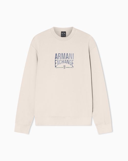 Diagonal Fleece Cotton Crewneck Sweatshirt