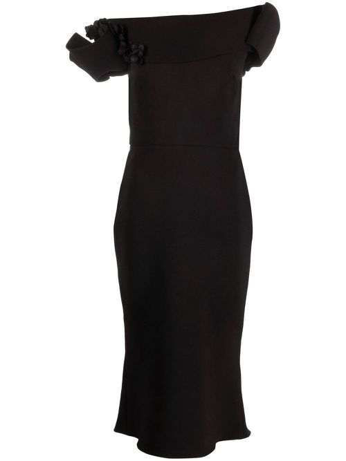 Off-shoulder midi dress - Black