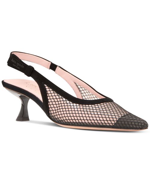 Women's Riley Slingback Kitten-Heel Pumps - Black Mesh
