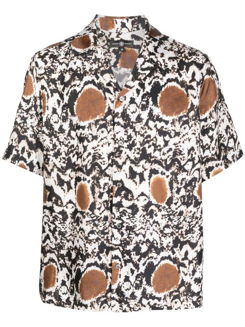 Abstract-pattern short-sleeve shirt - White