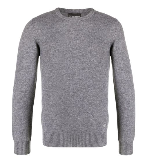 Grey Knitted Crew Neck Sweater