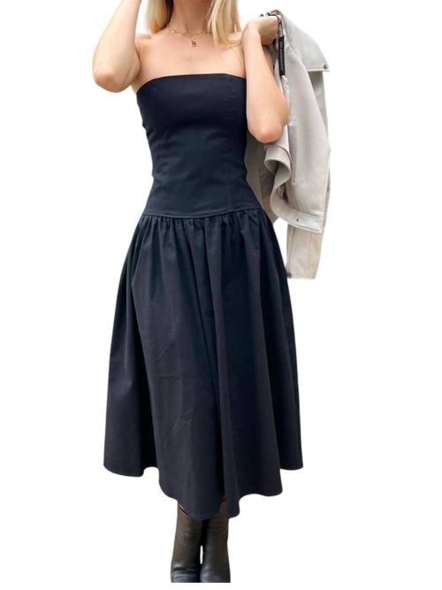 Two Way Tank Midi Dress In Black