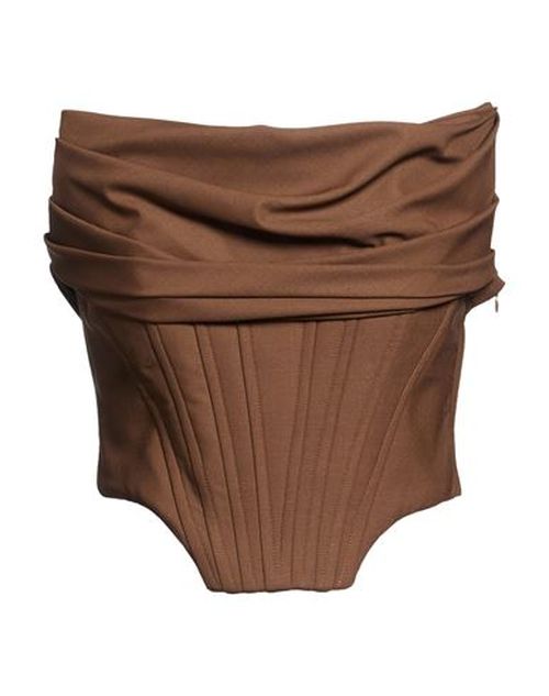Woman Top Brown Size 2 Virgin Wool, Elastane