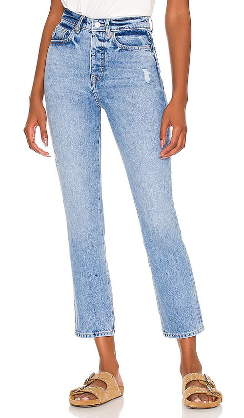Lovers and Friends SCHMALE HIGH-RISE-JEANS MIT GERADEM BEIN REECE in Denim-Medium. Größe 27. Also in