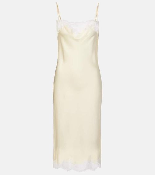 Lace-trimmed satin slip dress