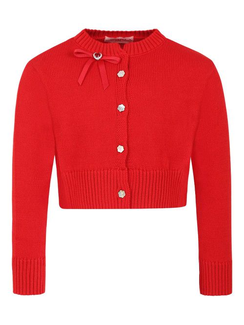 Bow-detail cardigan - Red