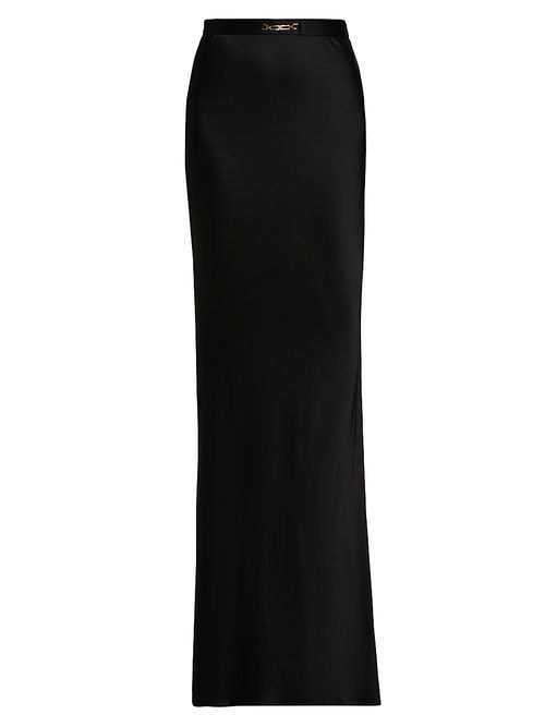 Women's Jewel-Detailed Satin Crêpe Maxi Skirt - Nero