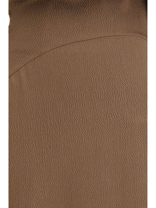 Asymmetric Textured Silk Dress — Brown