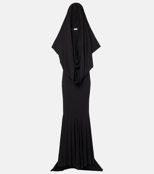 Hooded silk-blend jersey maxi dress