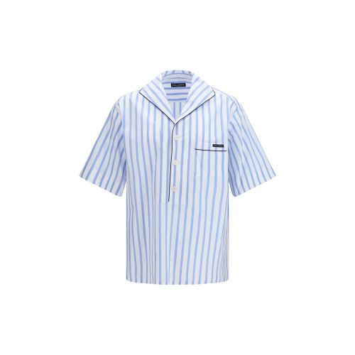 Striped Poplin Shirt — Blue