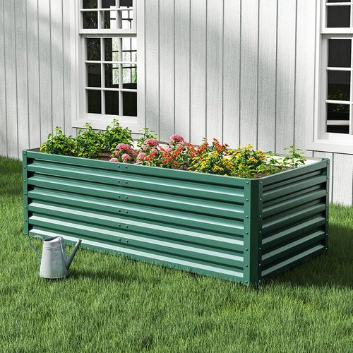 Living And Home Outdoor Metal Raised Garden Bed In Green