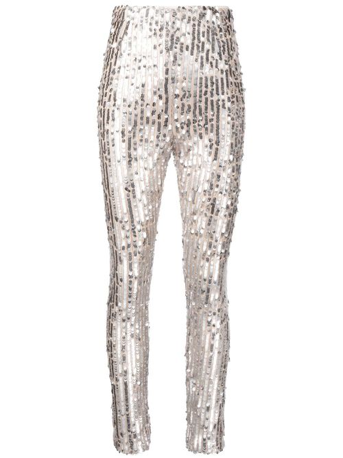 Sequin high-waisted leggings - Silver