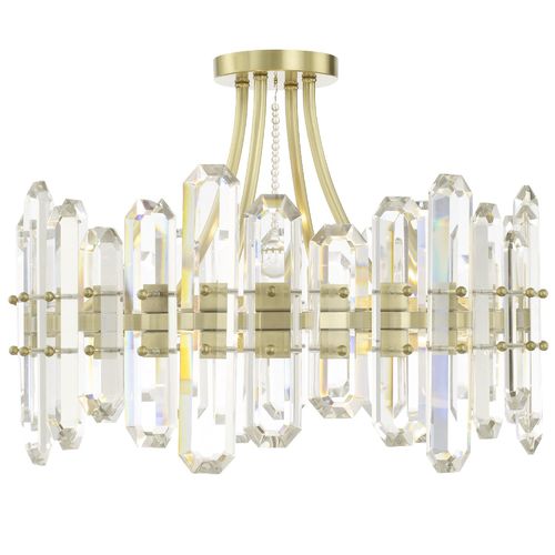 Bolton 4-Light Ceiling Light in Aged Brass with Faceted Crystal Elements Crysta