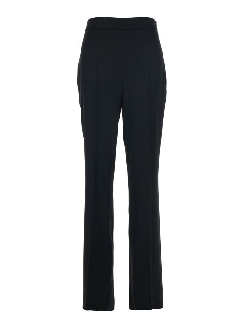 High-Waisted Technical Acetate Trousers — Black
