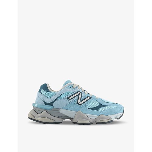 Mens Chrome Blue 9060 Brand-patch Leather and Mesh Low-top Trainers