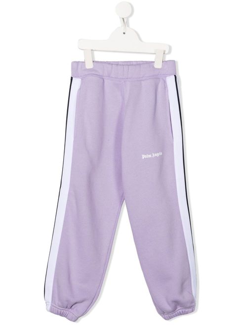 Contrast logo-print track pants - Purple