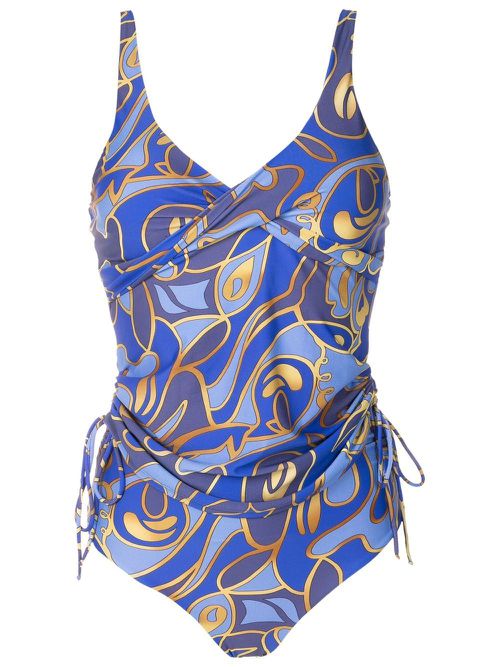 Graphic-print swimsuit - Blue