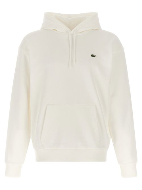Logo-Embroidered Cotton Blend Hoodie — cream