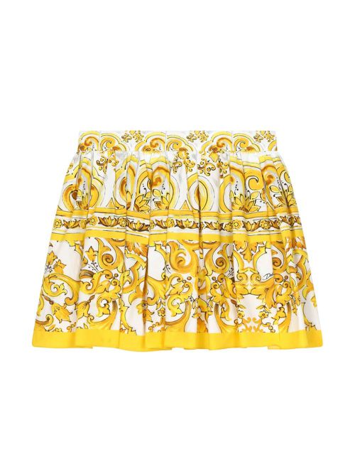 Majolica-print cotton skirt - Yellow