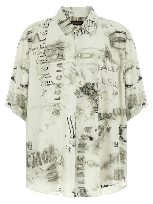 Crayon-Effect Viscose Shirt — Gray